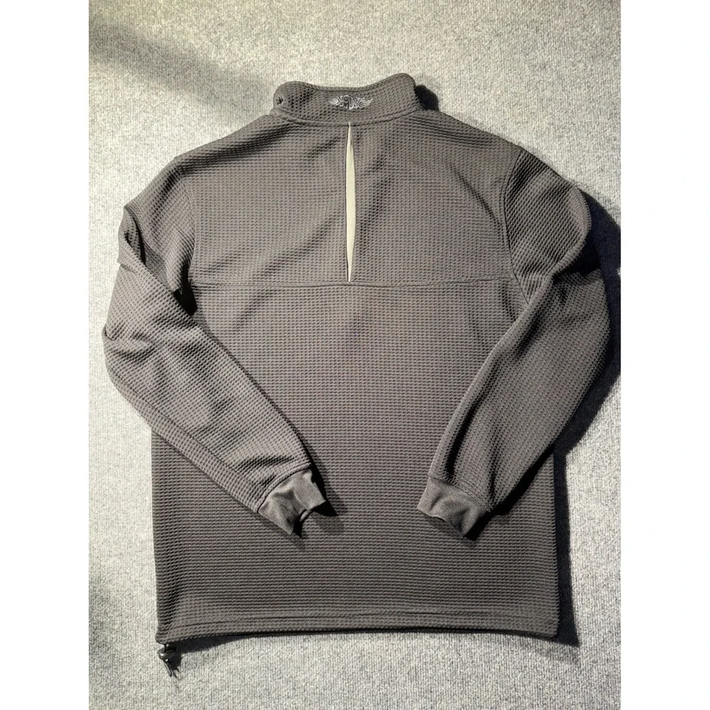 Straight Down Mens Large Gray Waffle Knit Quarter Zip Pullover Golf Fleece L